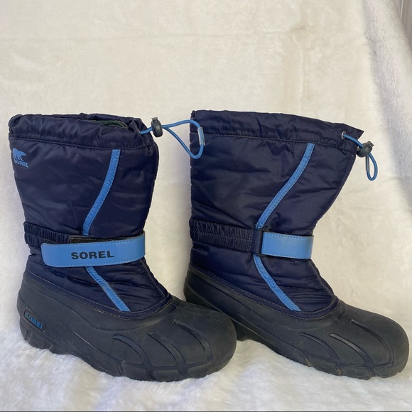 Sorel Blue Black Winter Boots Velcro - Picture 4 of 8